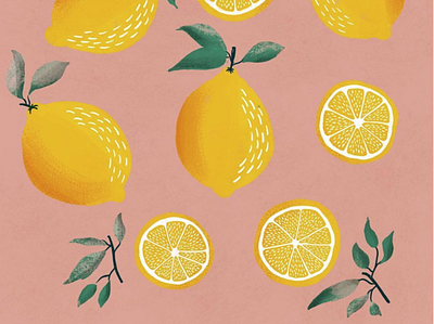 Lemon pattern botanical botanical art citrus illustration lemon lemon slice lemon tree lemons pattern pattern design procreate surface design texture texture brushes
