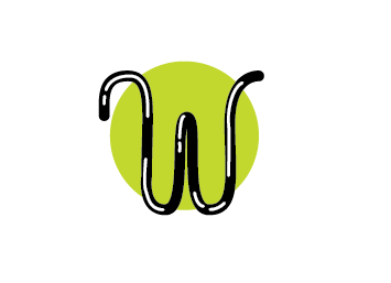 Double U cartoon logo mark string typography w