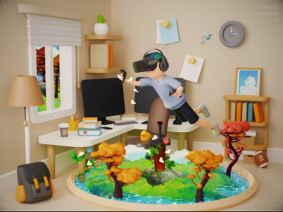 VR.room - NPR scene 3d blender blender3d design illustration room scene vr