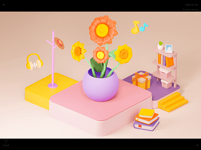 Small scene project - flower, book ,gift blender blender3d book design flower gift illustration