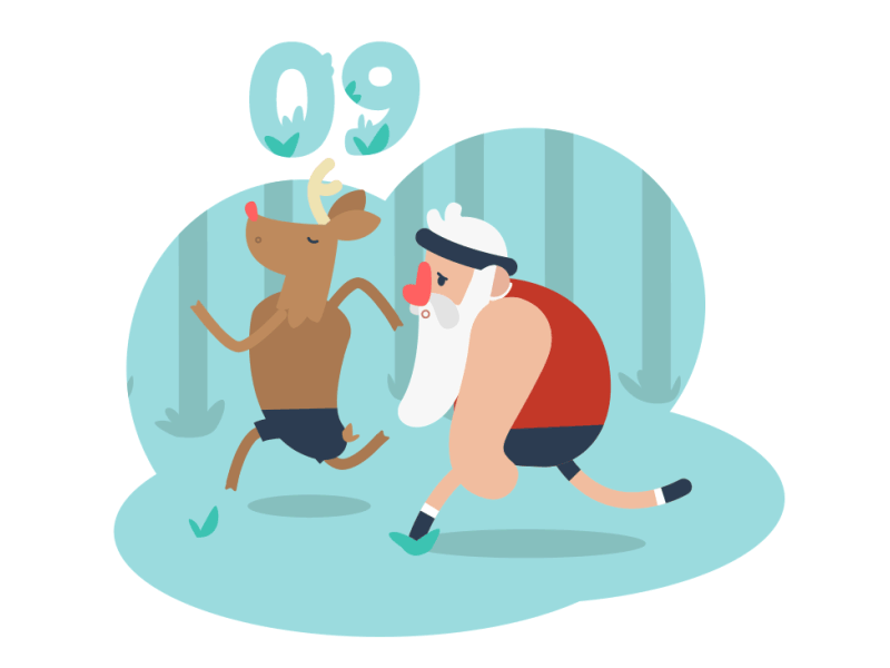 Day 09 - Advent Calendar 🎄 advent calendar animation duik illustration joystick n sliders loop motion graphics reindeer rig rubberhose santa