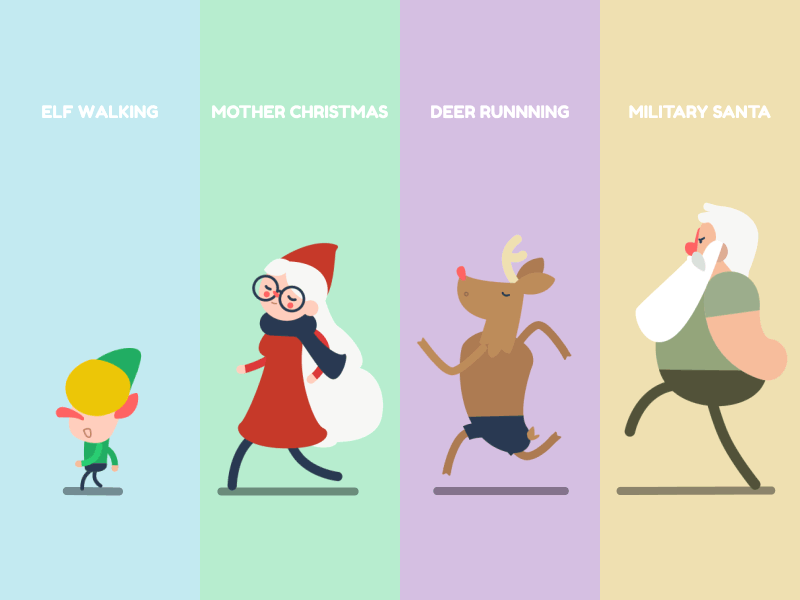 🎄 Advent Calendar - Walk & Run Cycles 🎄 animation duik gif illustration joystick n sliders loop motion graphics rig rubberhose run walk