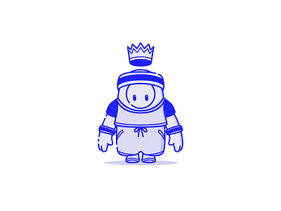 Fall Guys - The Champ champion character crown design digital fallguys games halftone icon design illustration illustrator linear icons lineart retro vector