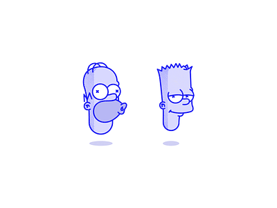 Homer & Bart bart character design digital halftone homer icon design illustration illustrator linear icons lineart retro simpsons thesimpsons vector vintage