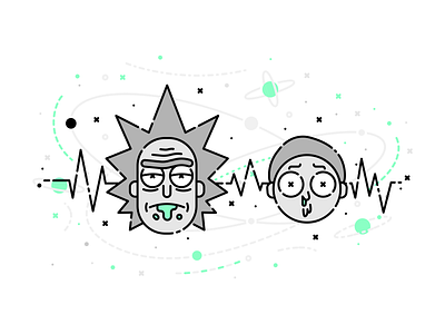 The Connection - Rick & Morty cartoon character digitalart icon design illustration linear minimal rick and morty sci fi tv series vector