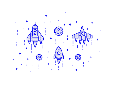 Space digital halftone icon icon design illustration lineart planets space spaceship vector