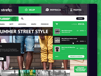 Street Style Shop (eCommerce) - Mini Cart branding ecommerce graphic design shop skate street style ui ux uxui web design