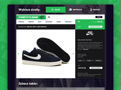 Street Style Shop (eCommerce) - Product page branding ecommerce graphic design shop skate street style ui ux uxui web desing