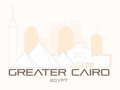 Cairo-EG cairo cairo tower illustration illustrator opera house pyramids skyline vector