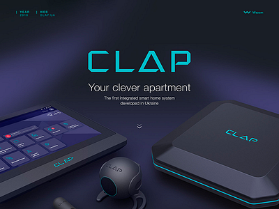 Clap #1 animation case studio icon design landing minimal one page responsive smart home ui design ukrbud ux design web design web site