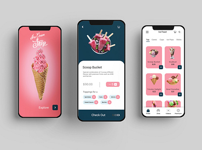 Ice Cream App app app design branding graphic design ui ux web design