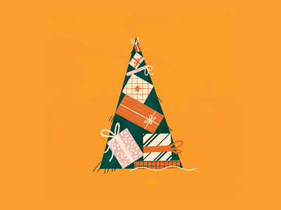 Christmas postcard illustration christmas tree 2d