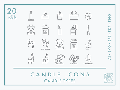 Candle Icon Pack - Candle & Wax Types business icons candle icons icon icon design line icon vector