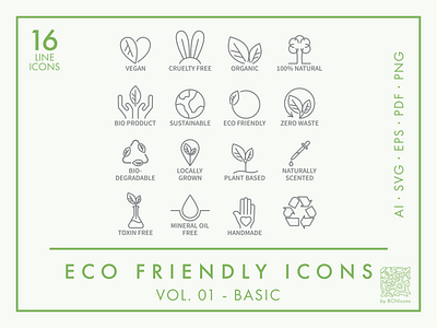 Eco Friendly Icon Pack - Vol. 01 Basic eco friendly green icon design icon pack icons line icons