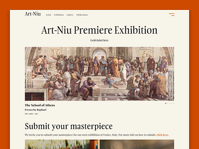 Art-Niu Landing Page art gallery daily challenge ui web design