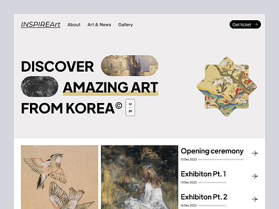 INSPIREArt - Art Exhibition Website art gallery daily challenge ui web design