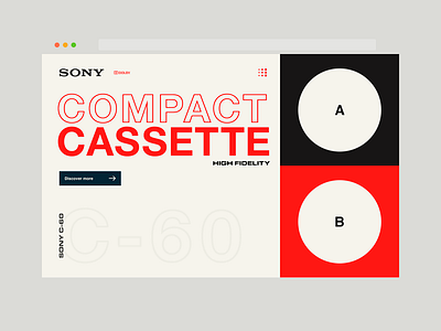 Sony C60 Landing circle clean digital geometric graphic design grid minimal music outline retro simple ui