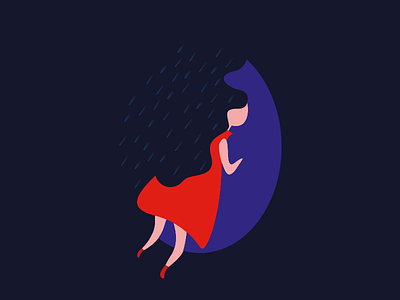 Rain Keeps Falling 2d characters flatdesign illustration