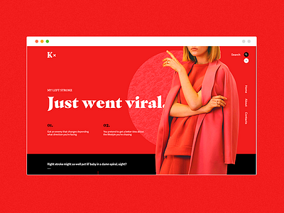 Concept 18 - KX concept daily fashion landing page product red ui