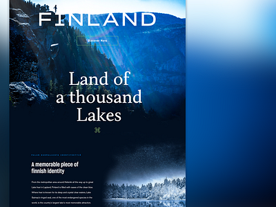 Concept #19 - Finland, land of a thousand... clean dark finland landing minimal serif travel ui