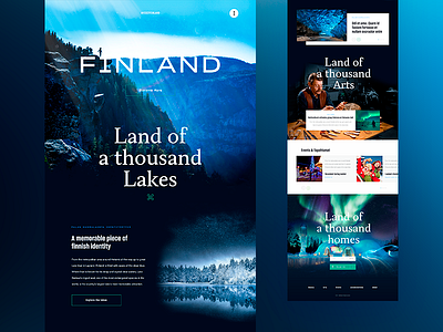 Concept #19 - Finland, land of a thousand clean dark finland landing minimal serif travel ui