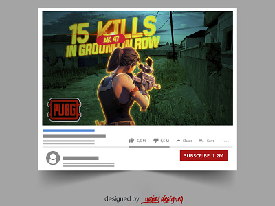 Gaming youtube thumbnail for PUBG by nafaydesigner. amazingdesign anime attractive designs design designideas designs fiverr gaming gaming thumbnails graphic design logo posters pubg socialmediaposts thumbnails thumbnailsideas uiuxdesign
