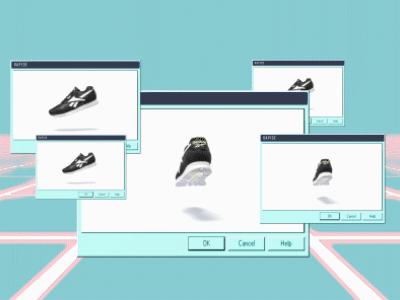 Reebok Classics Rapide 90s animation classics dialogue box digital nostalgia reebok shoe sneaker trainer windows