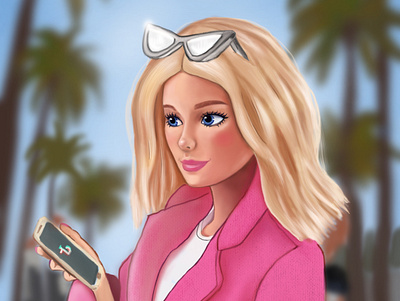 Barbie as an influencer art barbie design digital digital art digitalart drawring illustration like painting pink procreate