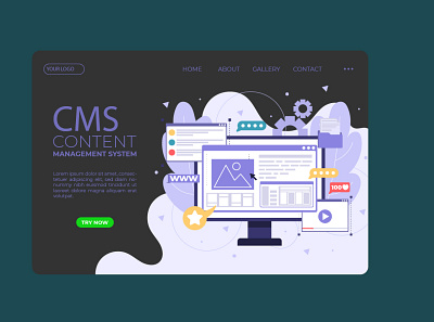 CMS Landing page app branding graphic design logo ui vector