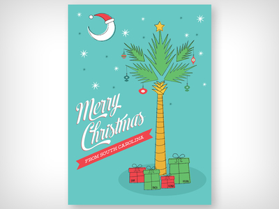 Christmas Card charleston christmas card crescent moon illustration palmetto tree south carolina