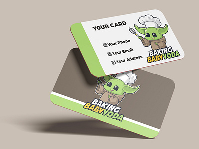 Chef baby Yoda- cartoon illustration and business card