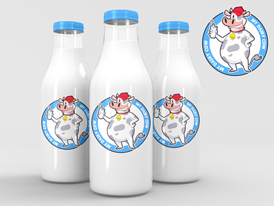 A cartoon logo design, cow mascot, label design