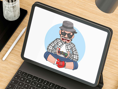 A cartoon Mexican Guy illustration - character design 2dstyle angry man cartoon cartoon avatar cartoon character cartoon guy cartoon mascot character character design design game controller gamer gangster guy illustration mascot mexican gangster playing game profile picture twitch youtube avatar