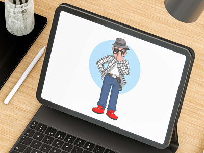 A cartoon Mexican man - Character design 2dstyle cartoon cartoon character cartoon guy cartoon mascot character character design checkered shirt design drawing guy drawing guy mascot illustration mascot mexican gangster mexican guy nft red shoes vector art vector illustration