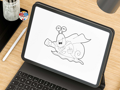 A cartoon illustration of a superhero snail - mascot design 2dstyle branding cartoon cartoon character cartoon like snail cartoon logo cartoon mascot cartoon snail cartoon style superman character character design comic style design illustration logo mascot mascot design superman superman snail vector design