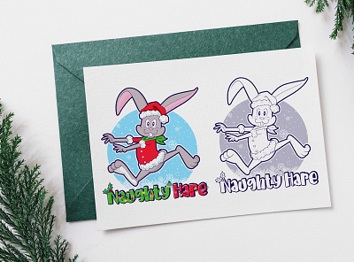 A Christmas styled cartoon hare logo, 2D Rabbit logo 2dstyle branding cartoon cartoon character logo cartoon hare cartoon logo character character design darwing design draw drawing of the day hare design hare drawing hare mascot illustration logo logo design mascot mascot logo