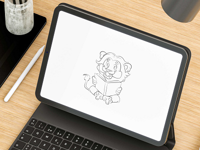 A cartoon lion mascot - character design - sketch concept