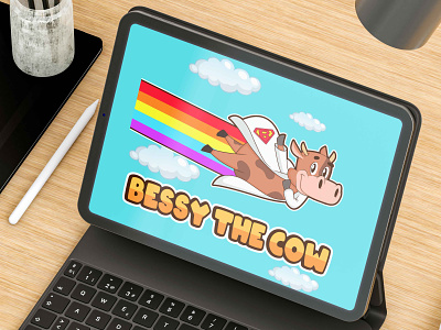 A cartoon cow illustration - mascot logo
