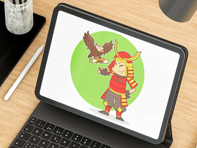 A samurai character in cartoon style - character design 2dstyle animal art cartoon cartoon character cartoon mascot cartoon samurai character character art character design design drawing hawk character illustration mascot mascot design samurai character samurai drawing samurai illustration samurai mascot vector illustration
