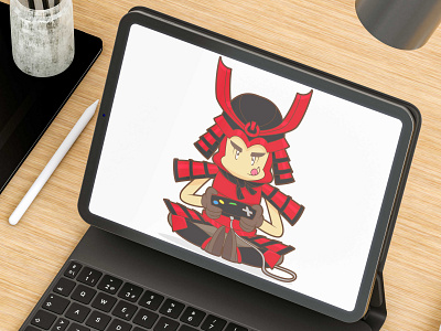 A cartoon samurai -gamer character design