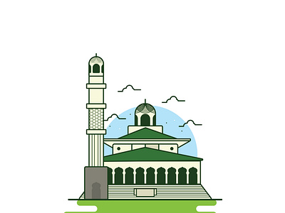Masjid Agung Kota Kediri - Great Mosque design illustration