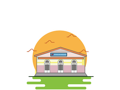 Kediri station design flat icon illustration logo minimal vector