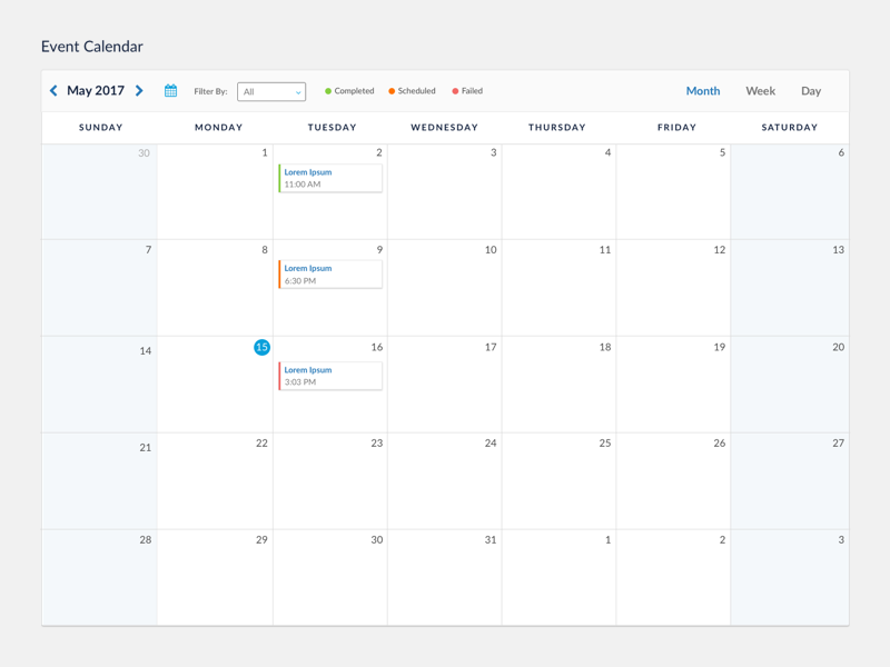 Event Calendar by Ada Rafalowicz on Dribbble