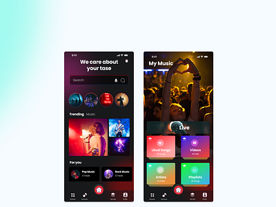Music Player app branding design landing ui ux