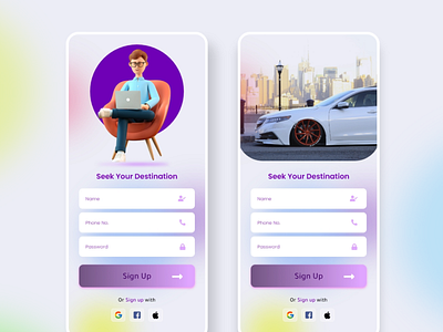Car Rental Agency Sign up Screens animation app design ux ui clean interface app design ux ui design ux ui interface app design ux ui ui ux ui