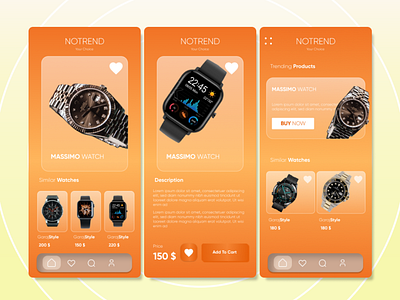 Watches App Store Draft for E-commerce. branding design illustration landing page ui ux vector web
