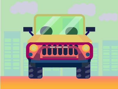 Wrangler Jeep building car icon illustration jeep purple red road vector