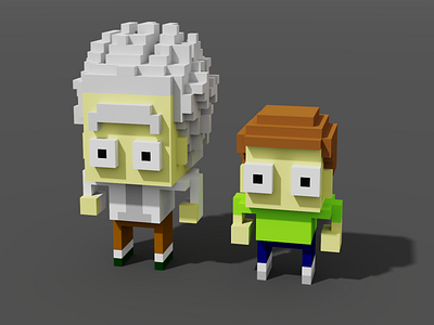 CUBEDUDEZ-Rick And Morty 3d art cubedudez morty rick rick and morty tv show voxel