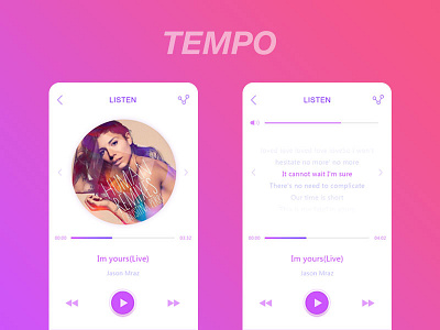 TEMPO - Music app app color gradient music purple ui