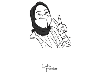 Selfie Woman With Peace Sign - Illustration